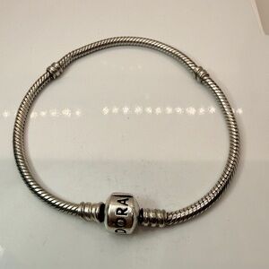Pandora Moments Snake Chain Bracelet Sterling Silver Barrel Clasp 20cm